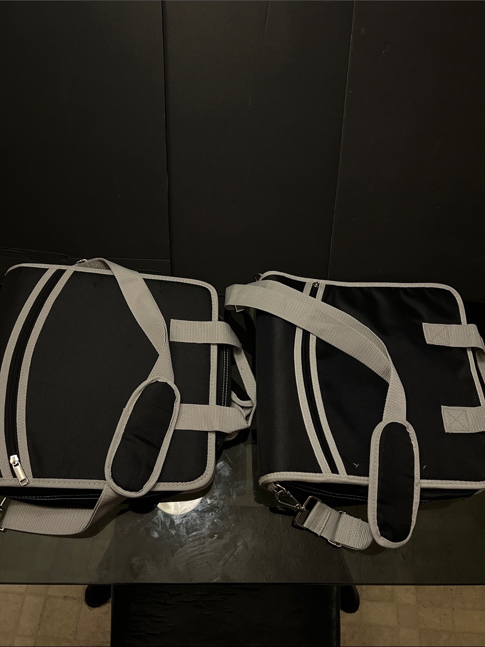 (2) Black and Gray Binders with Adjustable Strap